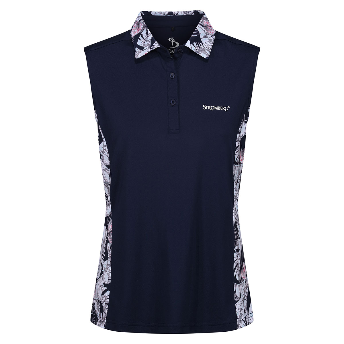 Stromberg Ladies Leaf Print Sleeveless Stretch Golf Polo Shirt